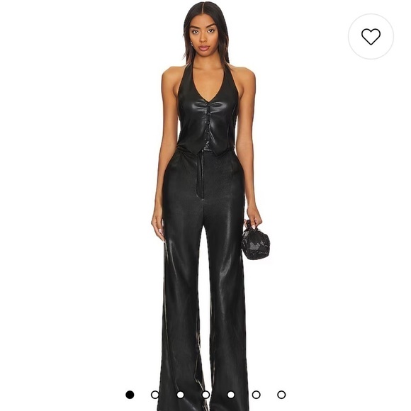 Amanda Uprichard X Revolve Isadore Faux Leather Jumpsuit in Black - Picture 1 of 11